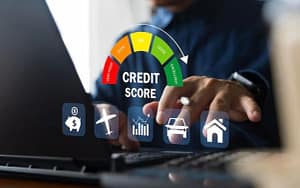 Credit repair and score improvement concept with dashboard and analytics